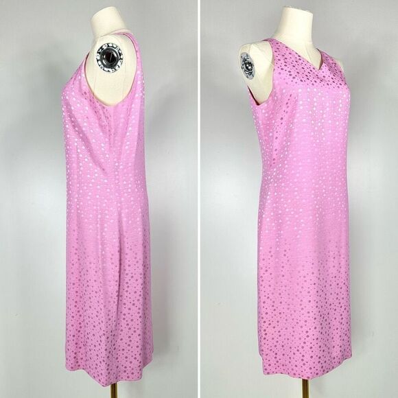 90s Versus Giani Versace Polka Dot Jacquard Pink Shift Dress IT44/US8 Preppy Mod - Picture 2 of 10
